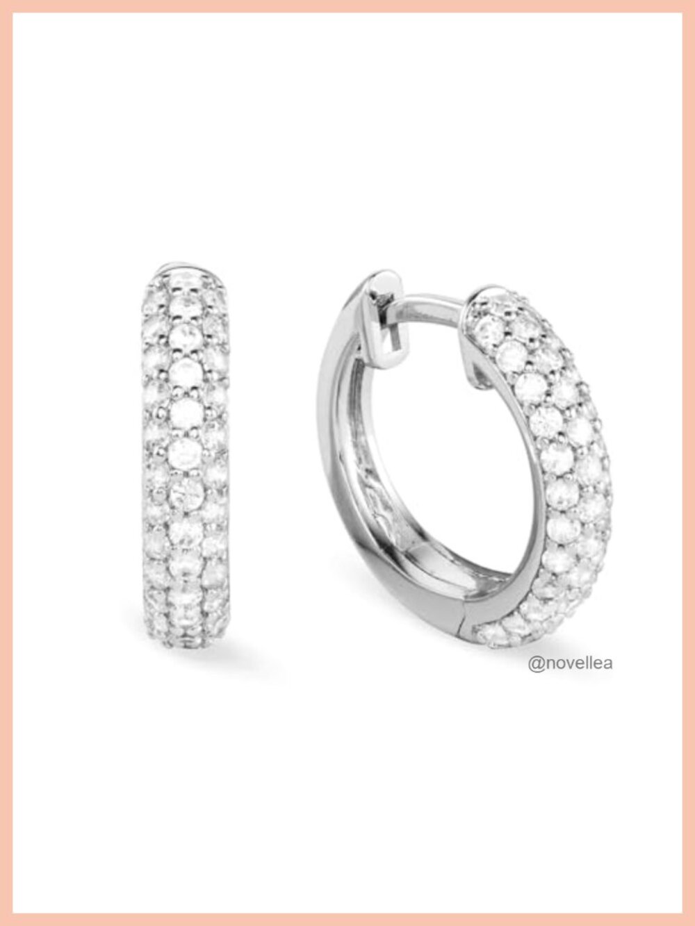 3D Honeycomb CZ Huggie Hoop Earrings, White Gold Plated 925 Sterling Silver,